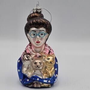 Cody Foster Crazy Cat Lady Quirky 4.5" Blown Glass Christmas Ornament